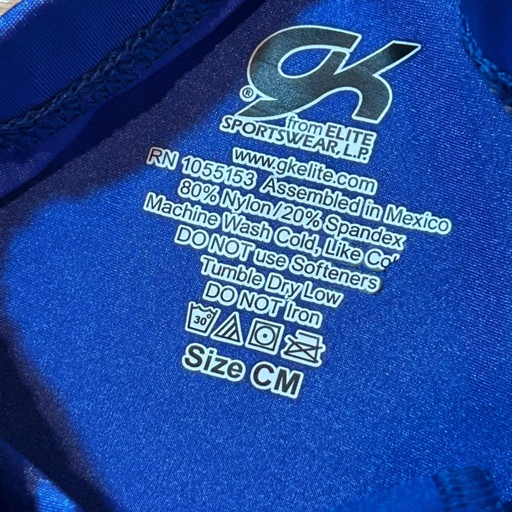 GK‎ Elite Gymnastics Shorts Royal Blue Shimmer Athletic Spandex Size CM